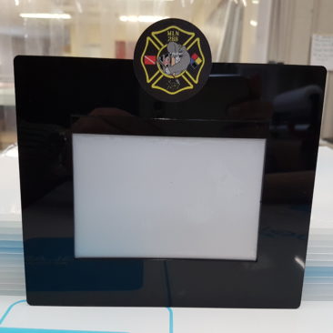 Plaque de porte | plexi noir 3mm | imprimé & découpé en forme | pochette PVC cristal antireflet